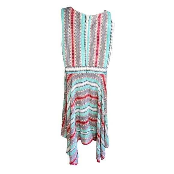 SIGNATURE by ROBBIE BEE Dress Plus Size 20W Pink Blue Womens Geometric Zip Back - Picture 4 of 7